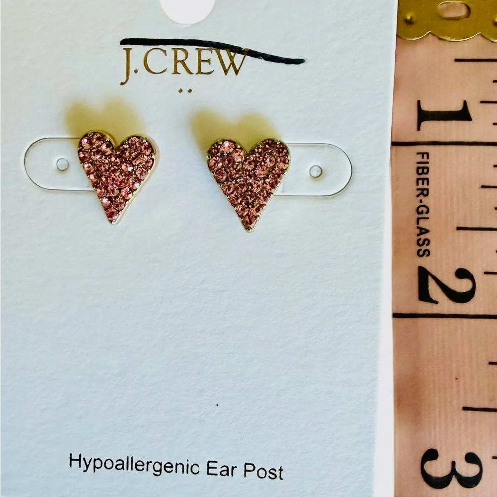 J.‎ Crew Glittering Pink Heart Earrings - Picture 2 of 3